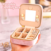 Small Portable Plush Velvet Travel Jewelry Organizer Box with Mirror for Women Girls Rings Earrings Necklaces Bracelet