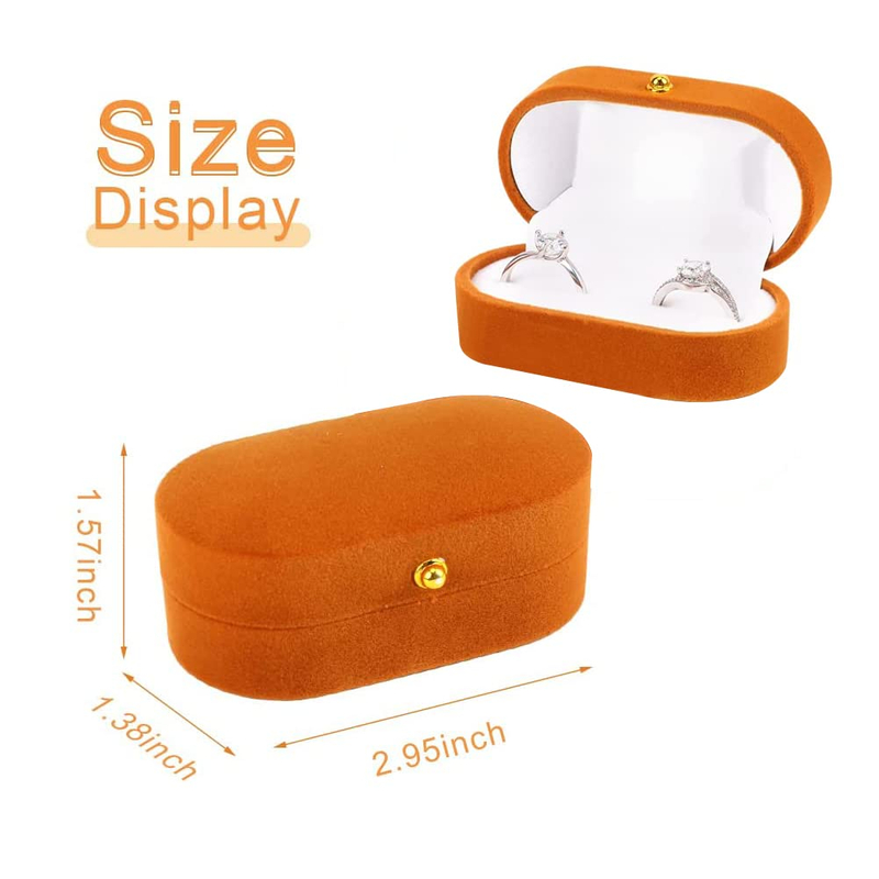 Custom Premium Velvet Double Ring Ring Box Travel Gift Display Jewelry Box Luxury Packaging Jewelry Storage Box