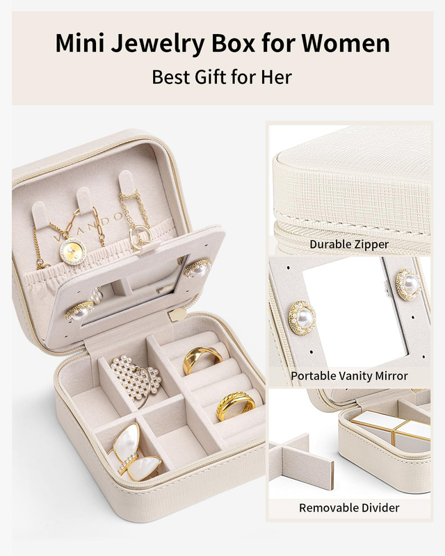 Custom Mini Zipper Pu Leather Travel Case Portable Ring Earring Necklace Jewellery Small Storage Organizer Jewelry Box for Women