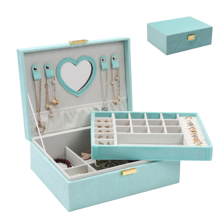 Luxury Multifunctional Multi-layer Leather Jewellery Box Storage Mirror Velvet Jewelry Organizer Box with Metal Lock