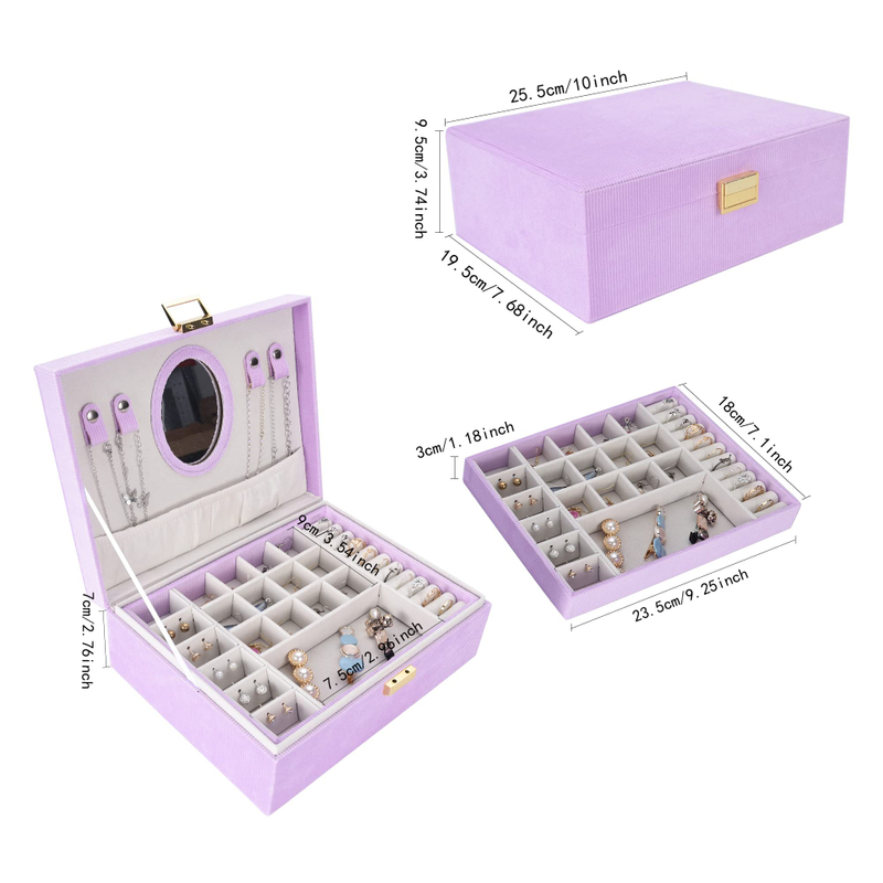 Portable Travel PU Leather Jewelry Boxes for Women Girls Earrings Ring Necklace Jewellery Organizer Storage Case
