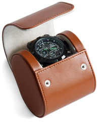 Factory Custom Logo Genuine Leather 1 Slot Wrist Watch Carry Case Watch Travel Storage Packaging Box