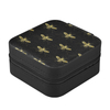 Luxury Lady PU Leather Embroidered Gold Bee Travel Earring Ring Jewelry Storage Organizer Box With Zipper