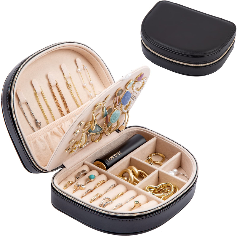 Leather Travel Jewelry Packaging Gift Box Ring Earring Necklace Case Display Storage Travel Jewelry Organizer Wallet