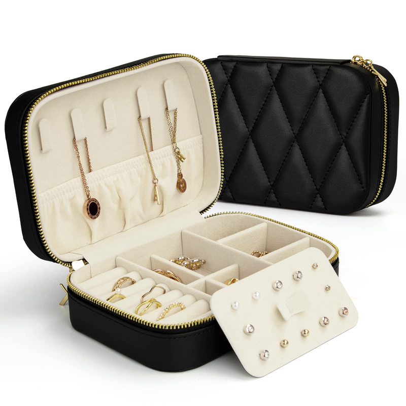High Quality Travel Portable Flip Multi-layer Jewelry Box Earrings Ring Nail Storage Display Packaging Box Wholesale