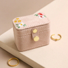 Embroidery Flowers Ring Storage Case Square Velvet Small Jewelry Box Ring Box Custom Mini Travel Organizer Jewelry Box