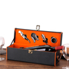 Custom Double Leatherette Wine Box PU Leather 750ML Wine Bottle Packaging Box With Vintage 4 Piece Wine Tools Kit