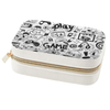 Doodle Style Computer Games Black And White Print Velvet Jewelry Storage Box with Metal Zipper Compact Earring Organizer Display Case