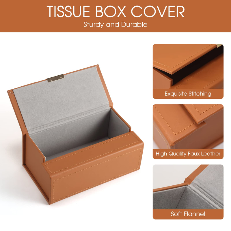 Vintage Luxury Modern Rectangle PU Leather House Tissue Box Cover Facial Bathroom Napkin Storage Box Holder Tissu Case