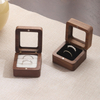 Luxury Walnut Proposal Engagement Wedding Wooden Ring Jewelry Packaging Box with Window