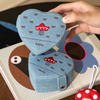 Mini Portable Heart Shaped Jewelry Travel Box Packaging Watch Jewelry Organizer Case with Bow Mushroom Embroidery Jewelry Box