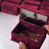 Suede Jewelry Ring Box with Mirror