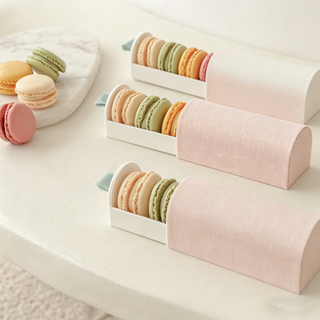 Wholesale Fabric Dessert Paper Box Macaron Cookie Packaging Box