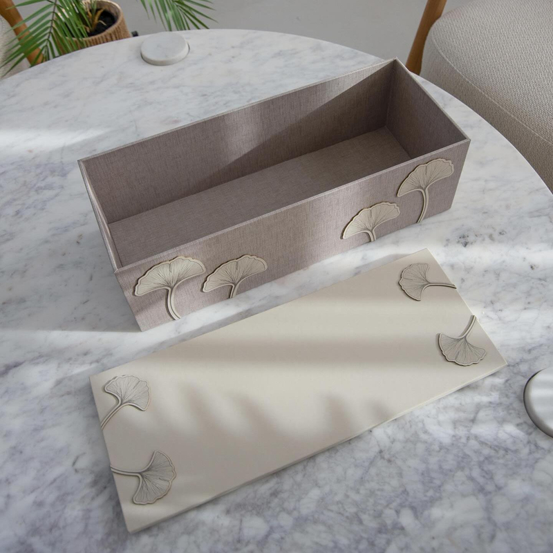 Luxury Empty 3 Slot Ginkgo Leaf Storage Box Linen Dates Baklava Packaging Boxes Gift Boxes Set for Dates Jam Jars Chocolate