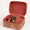 Golden Pattern Jewelry Box Travel Custom Logo Embroidery Velvet Necklace Earring Packaging Box 