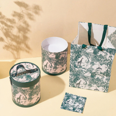 Personalized Empty Leather Perfume Oil Packing Box Pattern Printing with Satin Interior Handle Cylindrical Perfumes Paper Boxes