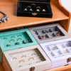 Custom Velvet Jewelry Display Box Jewelry Organizer Display Storage Glass Cover Holder Rack for Ring Earring