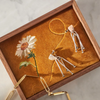 Custom Velvet Embroidered Floral Motif Wooden Jewelry Display Tray
