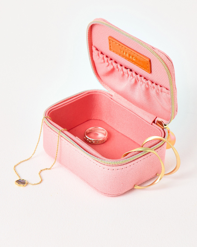 Zipper White Floral Chequerboard Pattern Ring Jewelry Box Organizer Travel Fabric Embroidery Polyester Bracelet Necklace Box