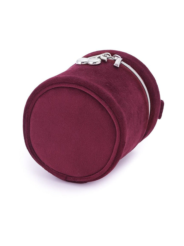 Dark cherry velvet cosmetic bag portable travel custom makeup pouch brush storage bag with zipper pink Skin care lipstick bag