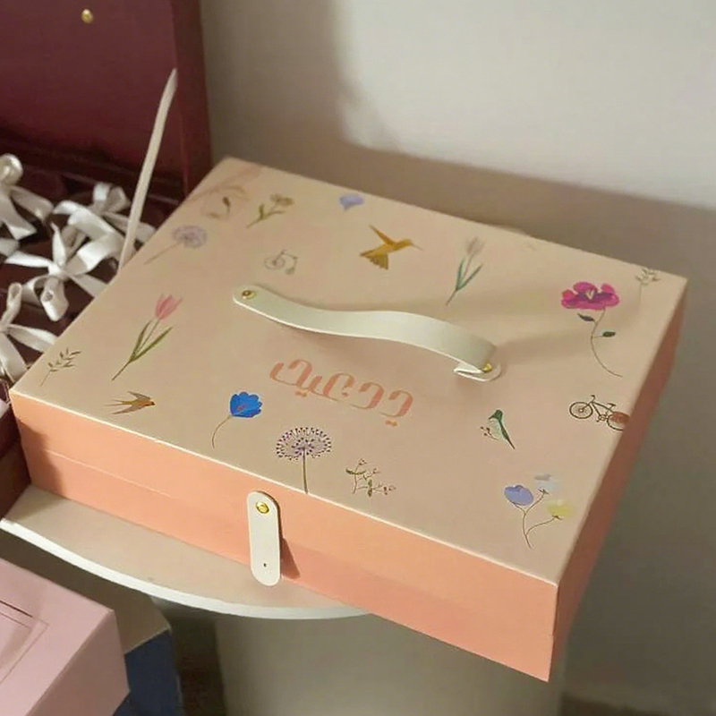 Handmade Green 16 Grid Bow Ribbon Decorative Candy Storage Box Ramadan Candy Chocolate Sweets Packaging Gift Boxes with Handle