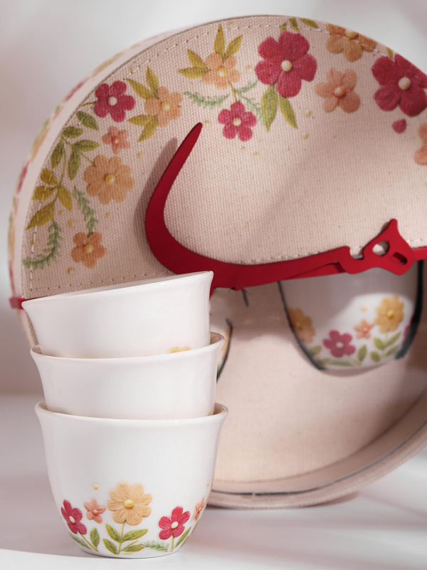 Floral Design Round Packaging Boxes for Cups