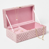  Blue Velvet Round Lidded Trinket Box Fabric Soft-touch Ring Watch Necklace Earring Set Box Jewelry Pendant Box Packaging