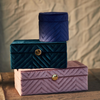  Blue Velvet Round Lidded Trinket Box Fabric Soft-touch Ring Watch Necklace Earring Set Box Jewelry Pendant Box Packaging