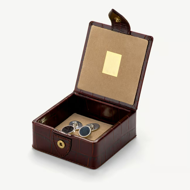 Custom Logo Empty Leather Cufflinks Jewelry Watch Box Luxury Watch Organizer Box Jewelry Cufflinks Box with Snap Packaging
