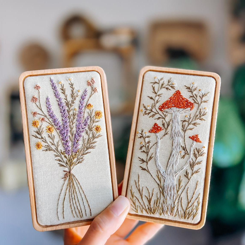 Premium Embroidered Jewelry Box Floral Pattern Linen Fabric Jewelry Box Organizer Packaging Wooden Box for Ring Jewelry
