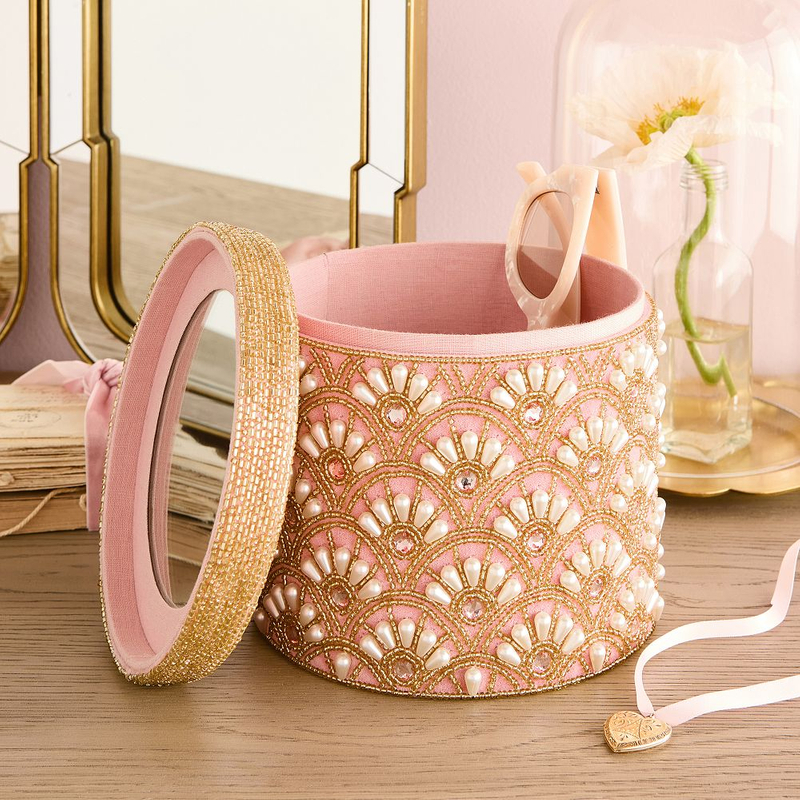 Colorful Beaded Pendant Storage Box Jewelry Embroidery Box