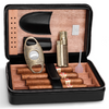 Luxury Portable PU Leather Wooden Moisturizing Sealed Travel Cigar Set Box