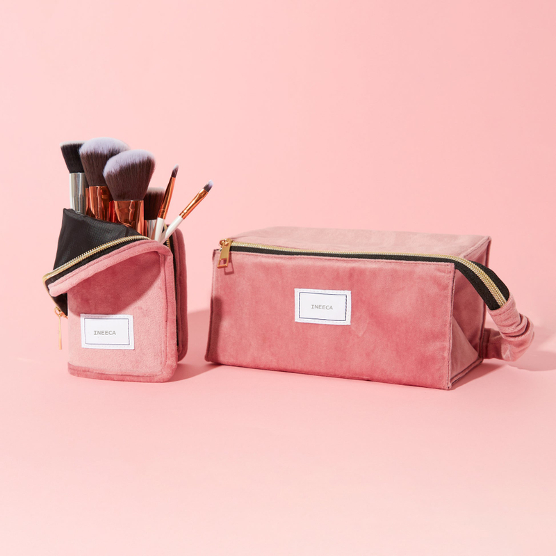 Sage Green Velvet Standing Makeup Brush Case Custom Own Logo Brand Cosmetic Wash Storage Bag Travel Drawstring Makeup Box Pouch