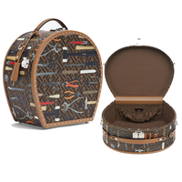 Travel Vintage Leather Hat Box Cotton Print Suitcase Packaging Custom