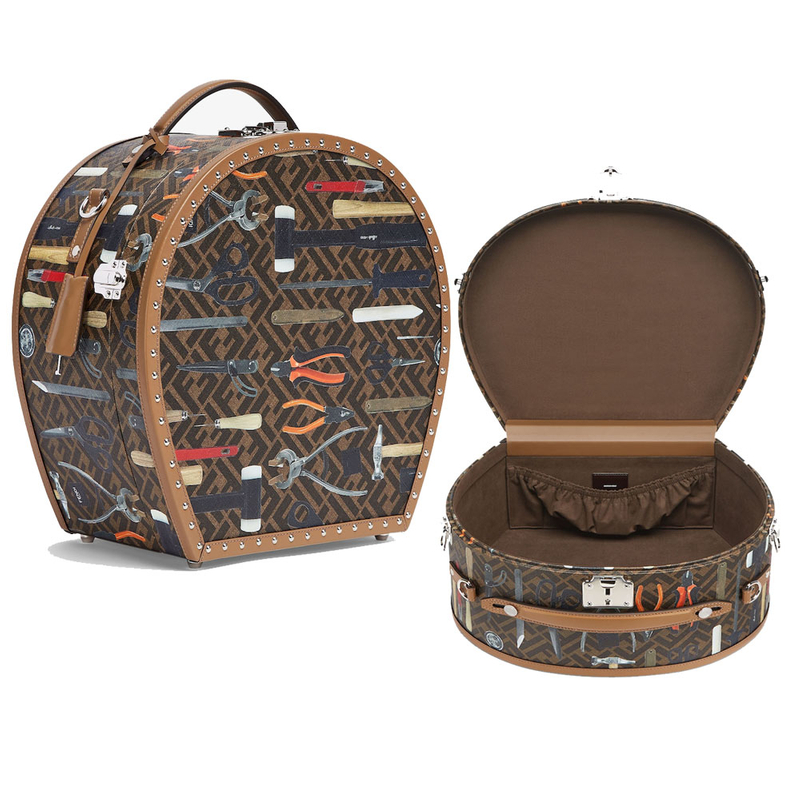 Travel Vintage Leather Hat Box Cotton Print Suitcase Packaging Custom