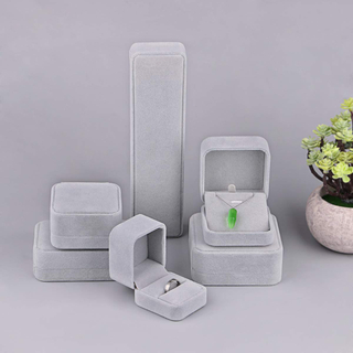 Custom Gray Velvet Jewelry Box Set, Jewelry 6 Pieces Jewelry Gift Box for Necklace Bracelet Bangle Earring Ring