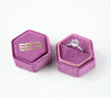 Custom Logo Radiant Orchid Hexagon Velvet Ring Boxes/ Hexagonal Suede Ring Box